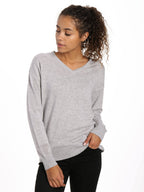 Zainuno Moizni Women's 100% Cashmere V-Neck Sweater with Mesh Sleeve pullover-sweaters La Vie Bien Zainuno Moizni Women's 100% Cashmere V-Neck Sweater with Mesh Sleeve