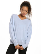 Zainuno Moizni Women's 100% Cashmere V-Neck Sweater with Mesh Sleeve pullover-sweaters La Vie Bien Zainuno Moizni Women's 100% Cashmere V-Neck Sweater with Mesh Sleeve