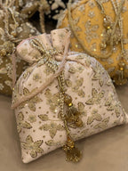 Zardosi Work Silk Potli Bag with Hand Embroidery & Designer Closing Thread La Vie Bien Zardosi Work Silk Potli Bag with Hand Embroidery & Designer Closing Thread