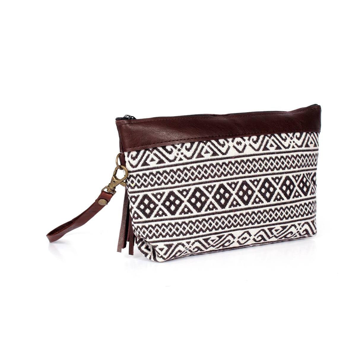 ZigZag Leather Geometric Wristlet Bag - Thailand Bags La Vie Bien ZigZag Leather Geometric Wristlet Bag - Thailand