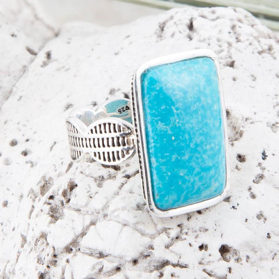 Zion Blue Turquoise and Sterling Silver Ring by Barse Jewelry