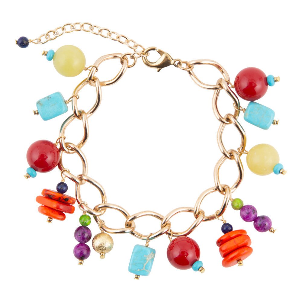Zion Colorful Stone Charm Golden Bracelet Bracelets La Vie Bien Zion Colorful Stone Charm Golden Bracelet