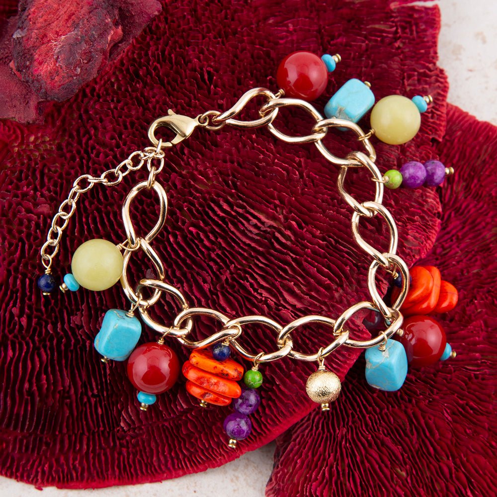 Zion Colorful Stone Charm Golden Bracelet Bracelets La Vie Bien Zion Colorful Stone Charm Golden Bracelet