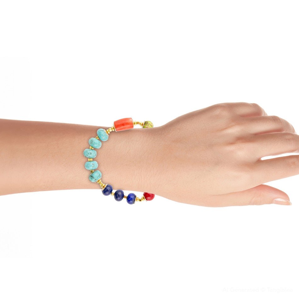 Zion Multi-Color Chunky Stretch Bracelet Bracelets La Vie Bien Zion Multi-Color Chunky Stretch Bracelet