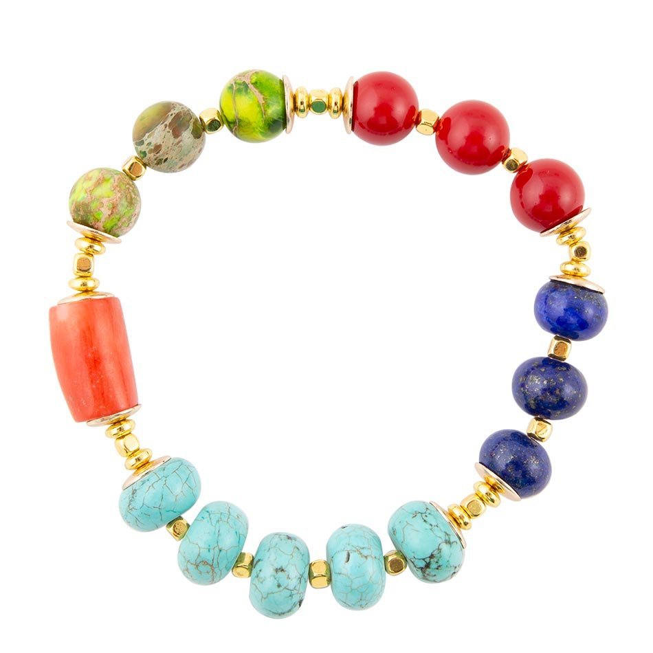 Zion Multi-Color Chunky Stretch Bracelet Bracelets La Vie Bien Zion Multi-Color Chunky Stretch Bracelet