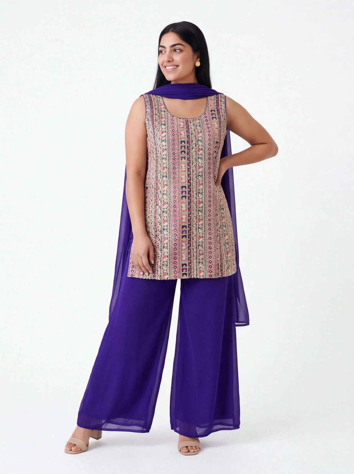 2056 - Embroidered Plazzo suit
