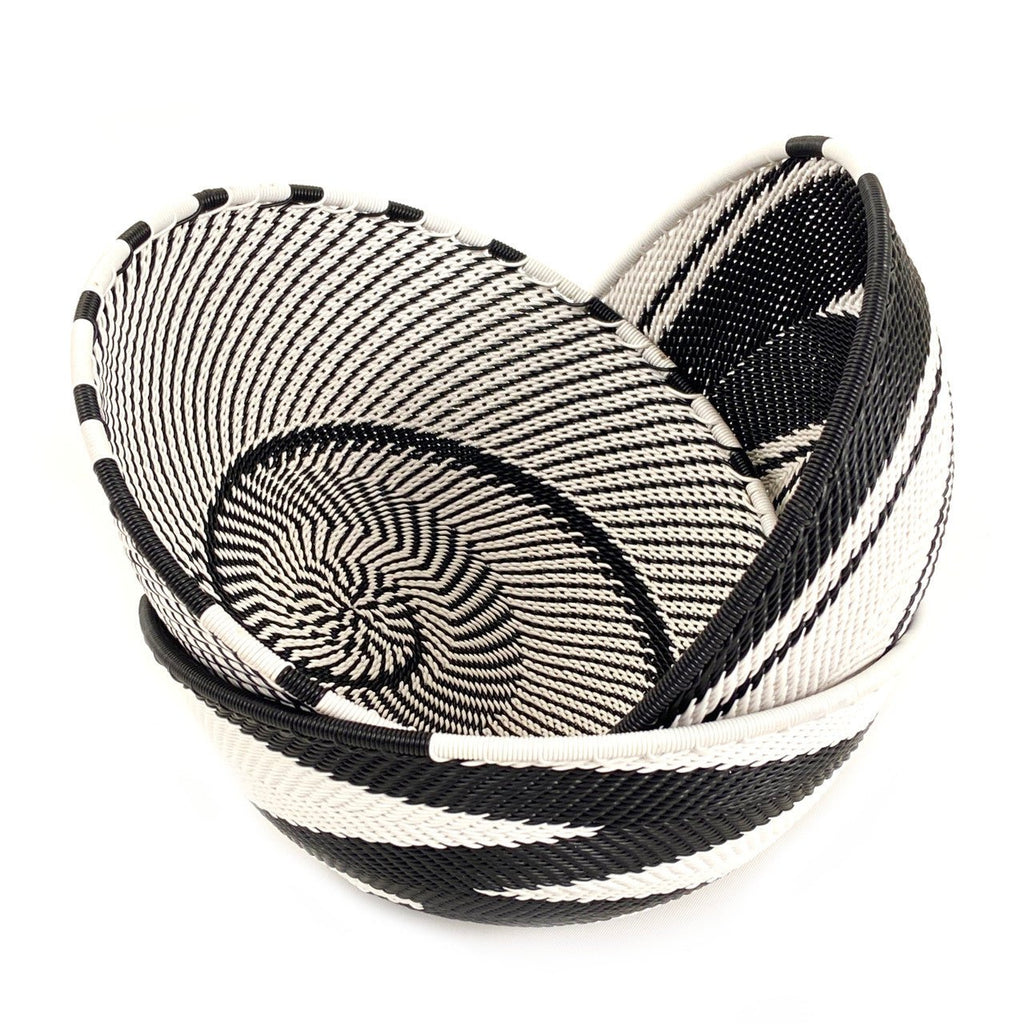 Zulu Wire Basket Bowl - Black + White, Medium La Vie Bien Zulu Wire Basket Bowl - Black + White, Medium