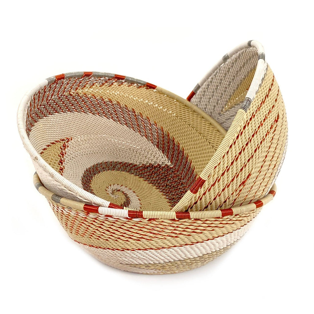 Zulu Wire Basket Bowl - Copper + Sand, Medium La Vie Bien Zulu Wire Basket Bowl - Copper + Sand, Medium