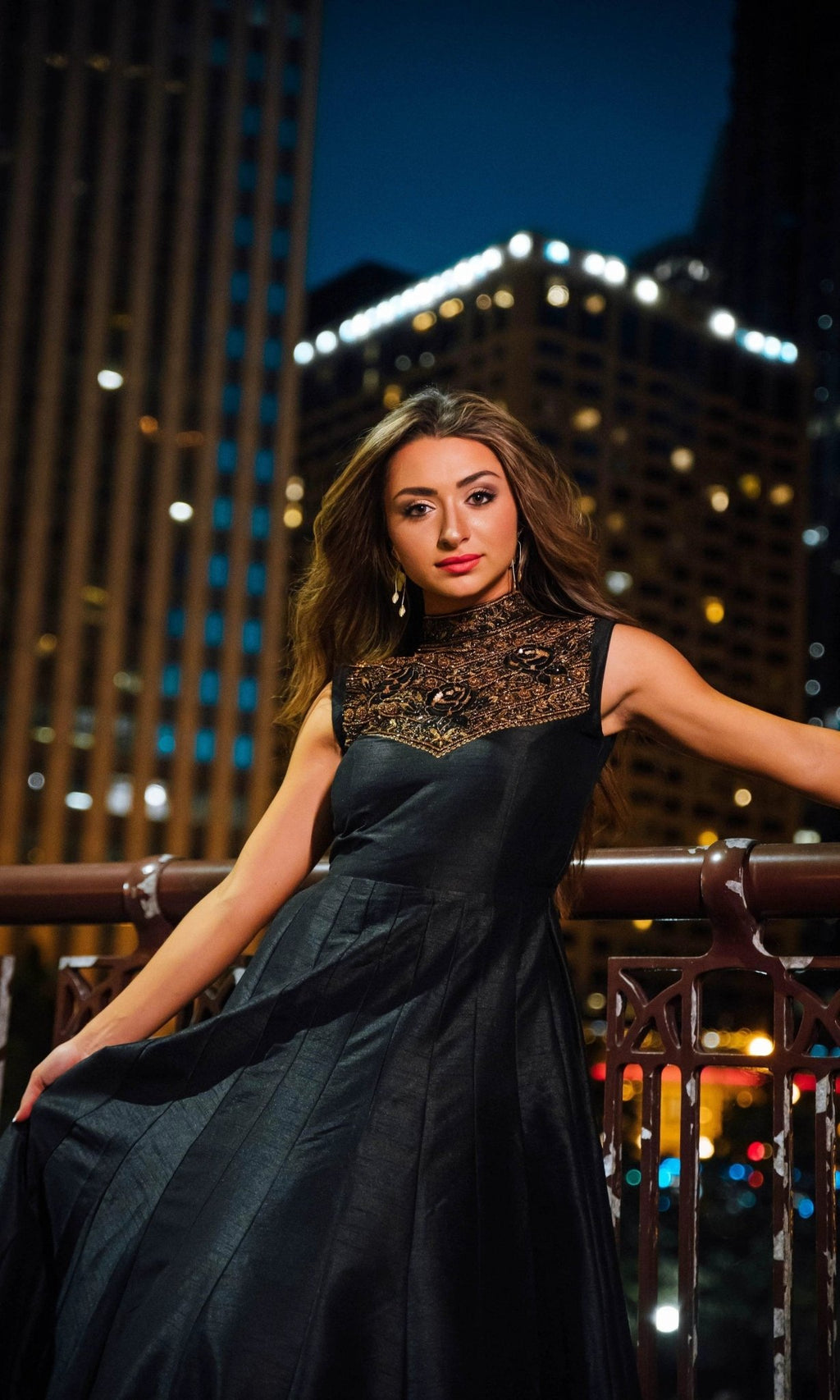 Zuri Black Gown with Hand Embroidery by Raas