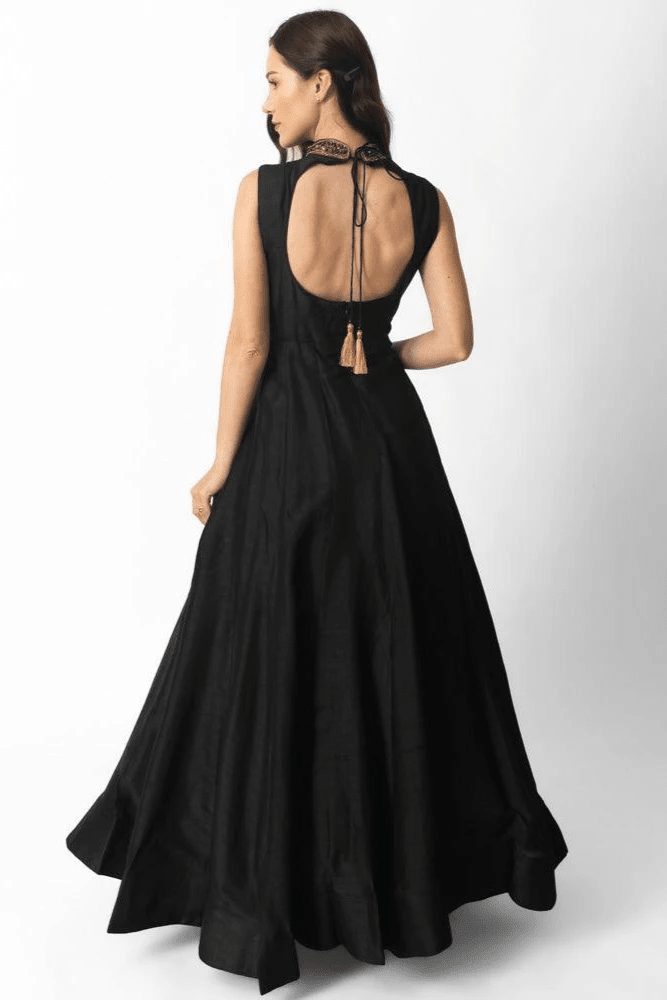Zuri Black Gown with Hand Embroidery by Raas