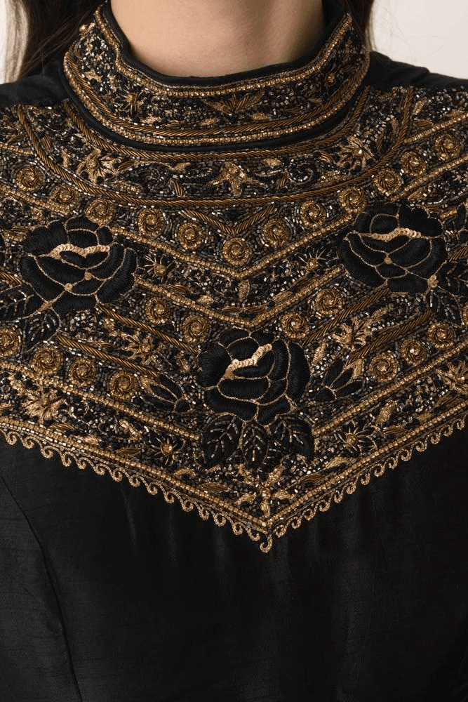 Zuri Black Gown with Hand Embroidery by Raas